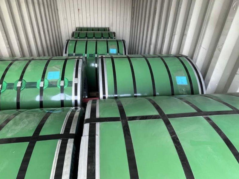 Steel coils securely packed for export shipment at Mumbai port